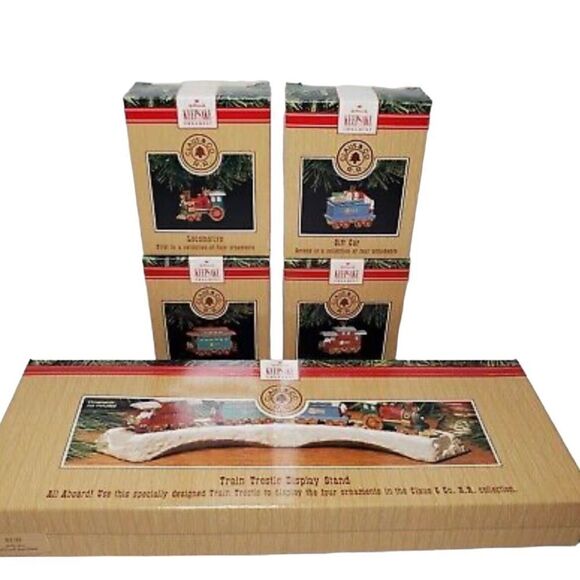 1991 Hallmark Keepsake Claus & CO Railroad Train Trestle & Cars Complete Set - Picture 5 of 10